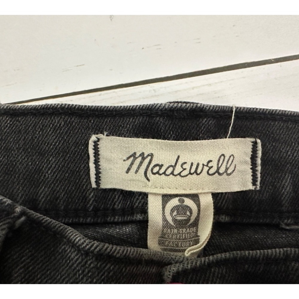 Madewell Jeans The High Rise Slim Crop Boy jean Blk 25 Stretch Festival Raw Hem - Picture 7 of 9